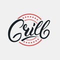 Grill hand written lettering logo Royalty Free Stock Photo