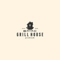 Grill House restaurant icon logo design illustration