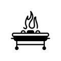 Black solid icon for Grill, bbq and fire