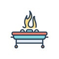 Color illustration icon for Grill, bbq and fire