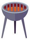 Grill icon. Hot barbecue roaster with metal lattice