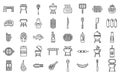 Grill icons set outline vector. Round cooking