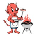 DEVIL BOY IS GRILLING MEAT COLOR WHITE