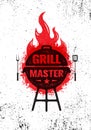 Grill Master Meat On Fire Barbecue Menu Vector Design Element. Outdoor Food Meal Creative Rough Sign Royalty Free Stock Photo