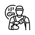 grill master restaurant chef line icon illustration