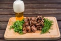 Grill meat, beer, and green Royalty Free Stock Photo