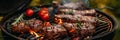 A grill with meat and vegetables on it by AI generated image Royalty Free Stock Photo