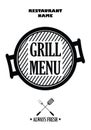 Grill menu isolated on white background,