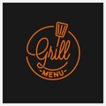 Grill menu logo. Round linear logo of grill tool Royalty Free Stock Photo