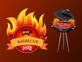 Grill Party Barbecue Roaster Vector Illustration