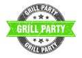 grill party round stamp with green ribbon Royalty Free Stock Photo