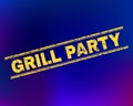 GRILL PARTY Scratched Stamp Seal on Gradient Background