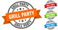 grill party stamp. round band sign set. label Royalty Free Stock Photo