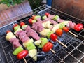 Grill pork BBQ sticks for party Royalty Free Stock Photo