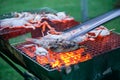 Grill prawn cooking crabs seafood. Royalty Free Stock Photo
