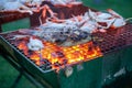 Grill prawn cooking crabs seafood. Royalty Free Stock Photo