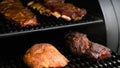 Grill restaurant kitchen meat ribs bbq smoker Royalty Free Stock Photo