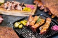 Grill restaurant menu smoked pork ribs rosemary Royalty Free Stock Photo