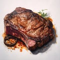 Grill, roast beef, ribeye steak, medium rare, juicy, look delicious, AI Generative Royalty Free Stock Photo