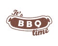 Grill sausage icon. Barbecue vector logo. BBQ season. Picnic outdoor. Grill meat. Isolated graphic illustration cookout. Barbecue