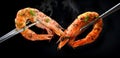 Grill Shrimp BBQ style infinity sign. Royalty Free Stock Photo