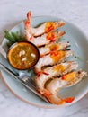 grill shrimp sea food with spicy sauce