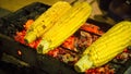 Grill or toast corn seed with charcoal burned