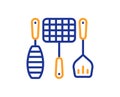 Grill tools line icon. Barbecue utensils sign. Vector Royalty Free Stock Photo