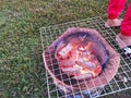 grill on top of a charcoal grill Royalty Free Stock Photo