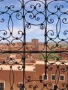 Grille gate with a red fort