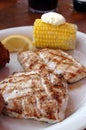 Grilled Amberjack with Corn Royalty Free Stock Photo