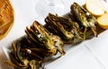 Grilled artichoke halves Royalty Free Stock Photo