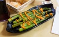 Grilled asparagus with romesco