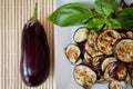 Grilled aubergines with basil, detail Royalty Free Stock Photo