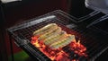 Grilled bananas using a charcoal grill Royalty Free Stock Photo