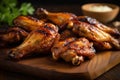 Grilled barbecue chicken wings. Generative ai