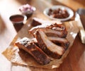 Grilled barbecued spare ribs