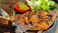 Grilled Bawal fish with soy sauce with green chili sauce