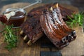 Grilled bbq ribs with sauce Royalty Free Stock Photo