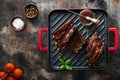 Grilled bbq ribs with sauce Royalty Free Stock Photo