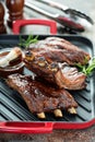 Grilled bbq ribs with sauce Royalty Free Stock Photo