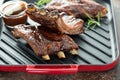 Grilled bbq ribs with sauce Royalty Free Stock Photo