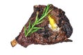 Grilled BBQ T-Bone Steak with Fresh Rosemary on white Royalty Free Stock Photo