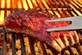 Grilled BBQ Tasty Smoked Marinated Pork Ribs At Summer Party Royalty Free Stock Photo