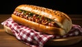 Grilled beef and pork sandwich, hot dog, and fries generated by AI Royalty Free Stock Photo