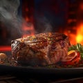 Grill, roast beef, ribeye steak, medium rare, juicy, look delicious, AI Generative Royalty Free Stock Photo