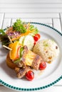 Grilled beef skewer with rice Royalty Free Stock Photo