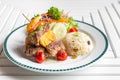 Grilled beef skewer with rice Royalty Free Stock Photo