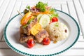 Grilled beef skewer with rice Royalty Free Stock Photo