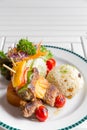 Grilled beef skewer with rice Royalty Free Stock Photo